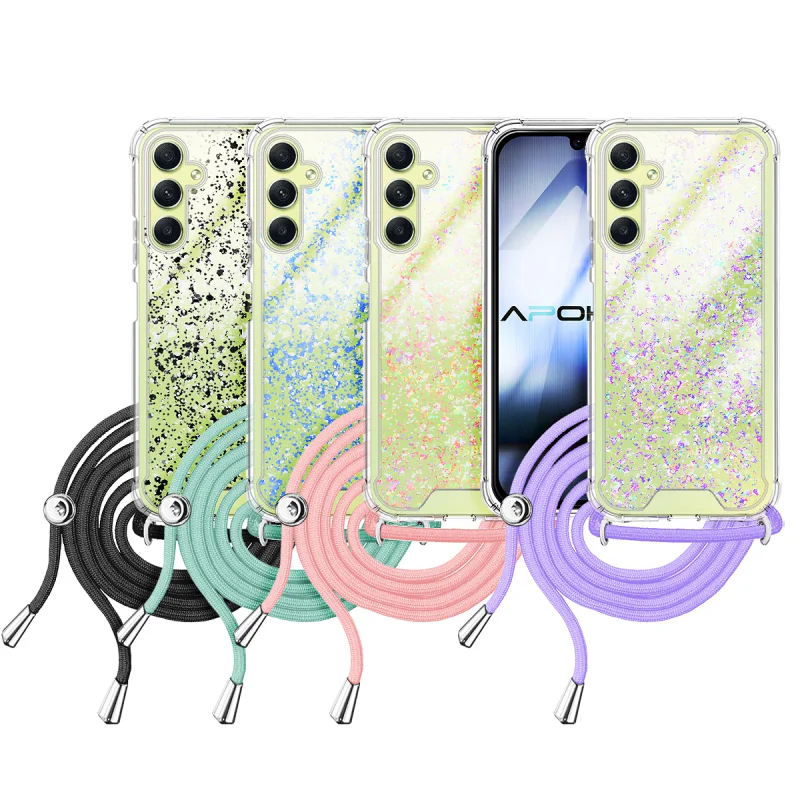 Capa de Gel Apokin para Samsung Galaxy A34 5G Transparente com Cordão Lilás