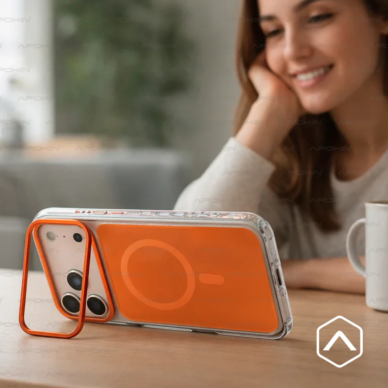 Capa Apokin para iPhone 17 Pro / 18 Pro Acrílica All-Match com MagSafe Laranja - Imagem 5