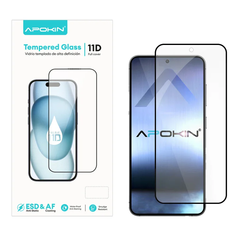 Película de Vidro Temperado Curvo Apokin 11D Full Glue para Samsung Galaxy S21 Plus Preto