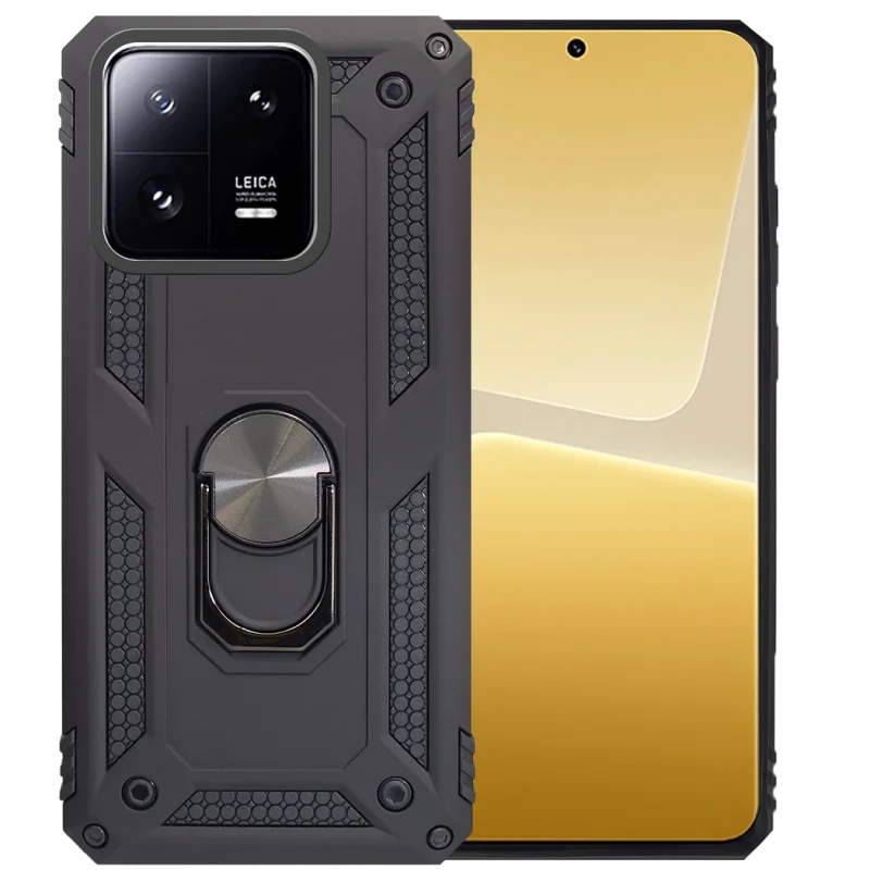 Capa Apokin com Suporte de Anel 360 e Íman para Xiaomi 13 Pro Preto