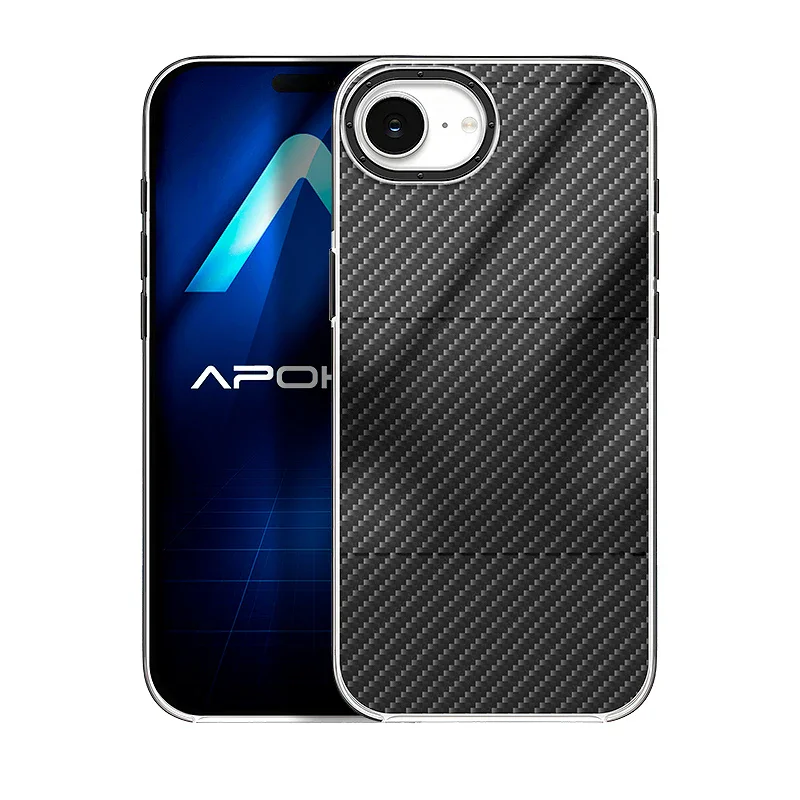 Capa Apokin para iPhone 16e e 17e Acrílica com Efeito de Carbono