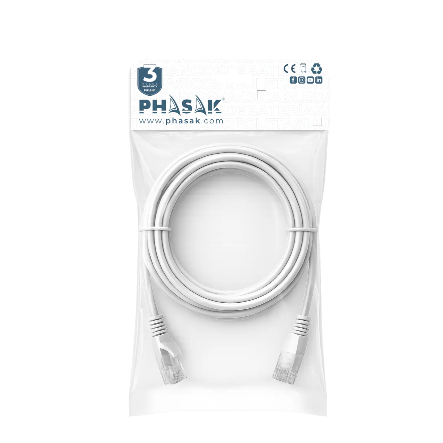 Cabo de Rede Phasak Cat.6A S/FTP RJ45 Cobre LSZH 1,50 m Cinzento - Imagem 3