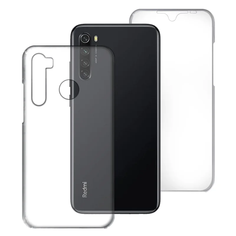 Capa Apokin Dupla 360 Frente e Traseira em Silicone para Xiaomi Redmi Note 8 Transparente
