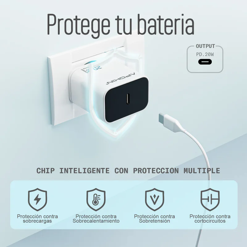 Carregador de Parede Apokin USB-C 20 W 3.0 A com Cabo Lightning Vermelho - Imagem 3