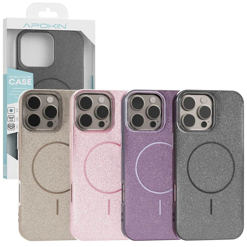Capa Apokin para iPhone 12 e 12 Pro com Glitter e MagSafe Lilás - Imagem 1