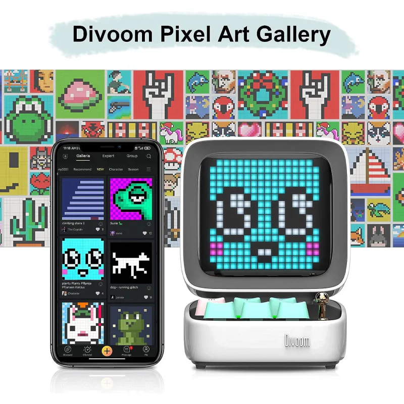 Coluna Portátil Divoom Ditoo Pro com Ecrã Pixel Art e Teclado Mecânico Verde - Imagem 5