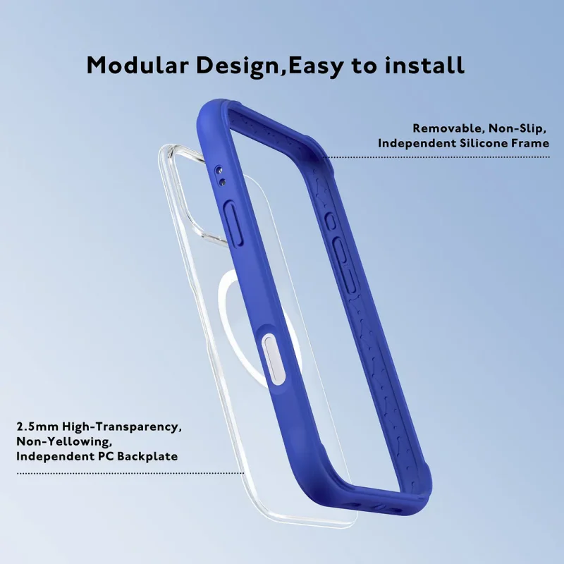 Capa Apokin Youngkit Série II Dinâmica Transparente Magnética para iPhone 16 Pro Azul - Imagem 3