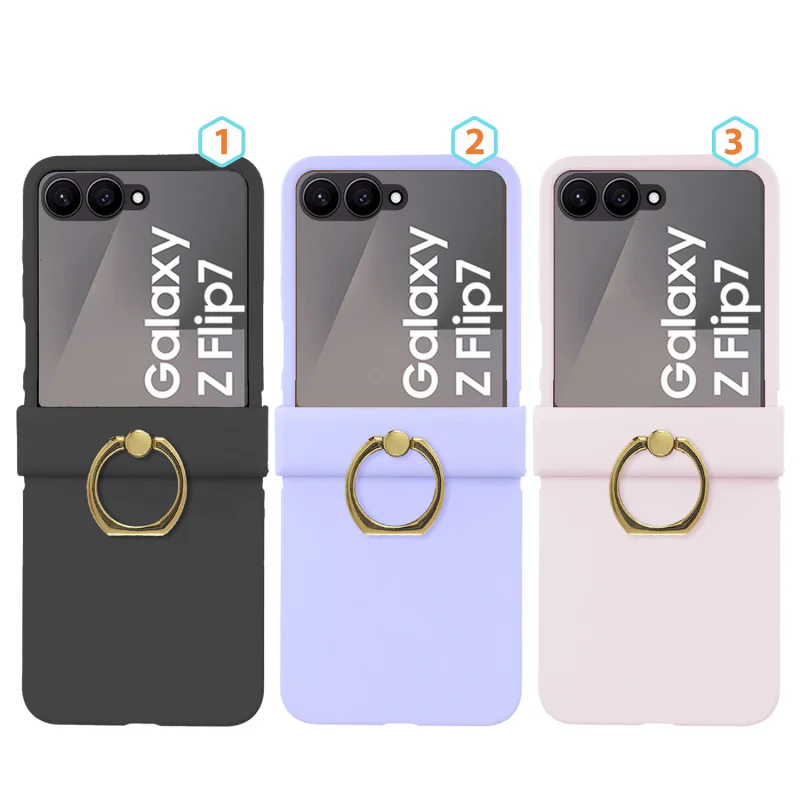 Capa Rígida Apokin para Samsung Galaxy Z Flip 8 com Anel Dourado - Imagem 1