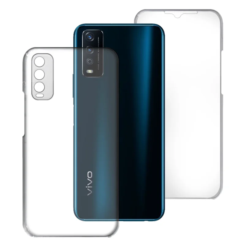 Capa Dupla de Silicone Transparente Frente e Traseira Vivo Y11s