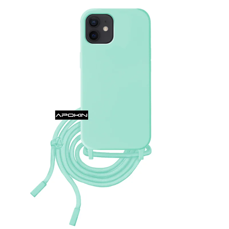 Capa Apokin para Apple iPhone 12 / 12 Pro em Silicone Macio com Cordão Preto - Imagem 2