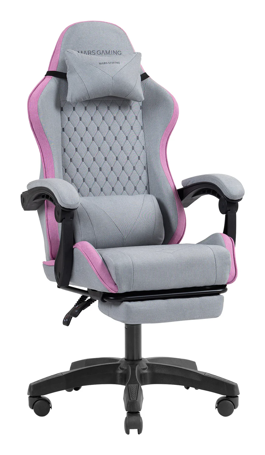 Cadeira Gaming Mars Gaming MGC-X em Tecido Respirável com Apoio para Pés Extensível Cinzenta e Rosa - Imagem 1