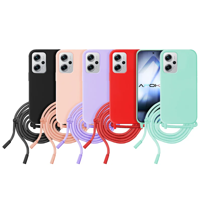 Capa Apokin para Poco X4 GT Silicone Macio com Cordão Rosa