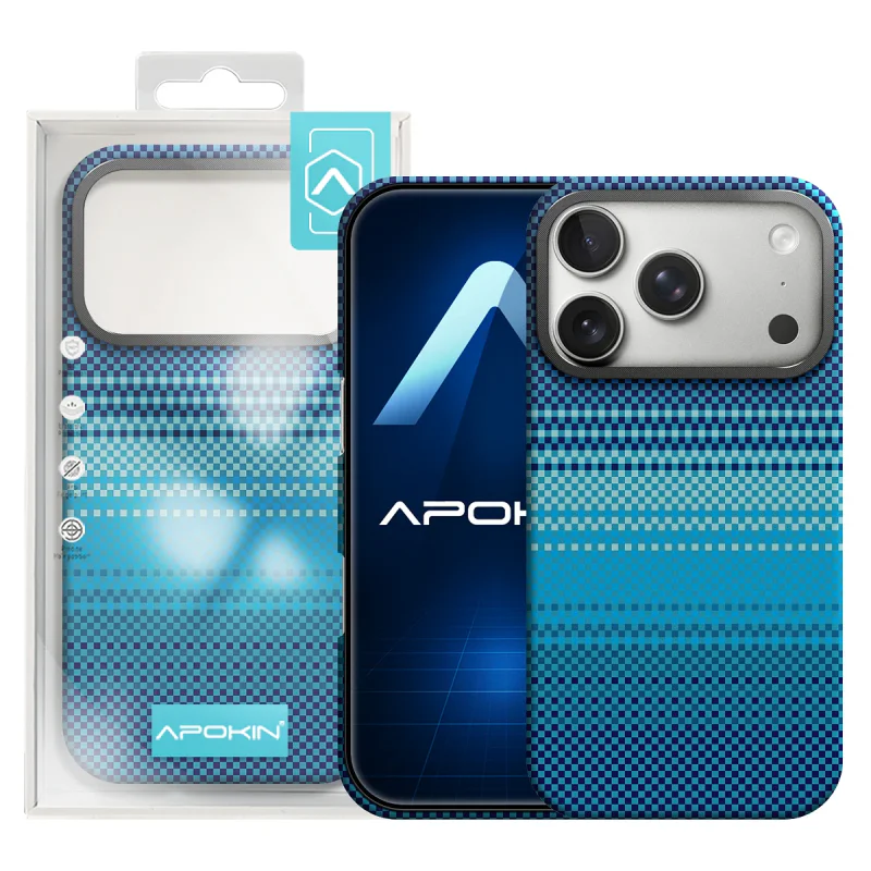 Capa Apokin para iPhone 17 Pro e 18 Pro Fibra de Kevlar com MagSafe Azul - Imagem 3