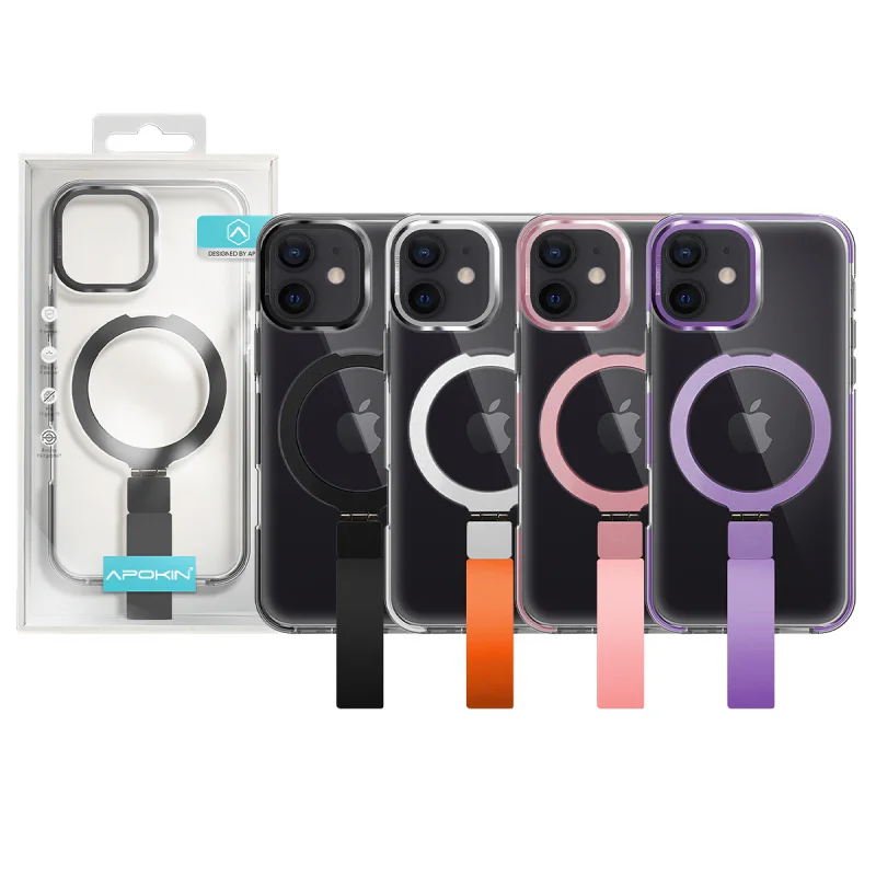Capa Apokin para iPhone 12 Acrílica com Suporte e Alça MagSafe Variedade de cores