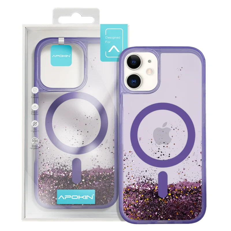 Capa Apokin para iPhone 11 com Purpurina Desenhos e MagSafe Prata - Imagem 3
