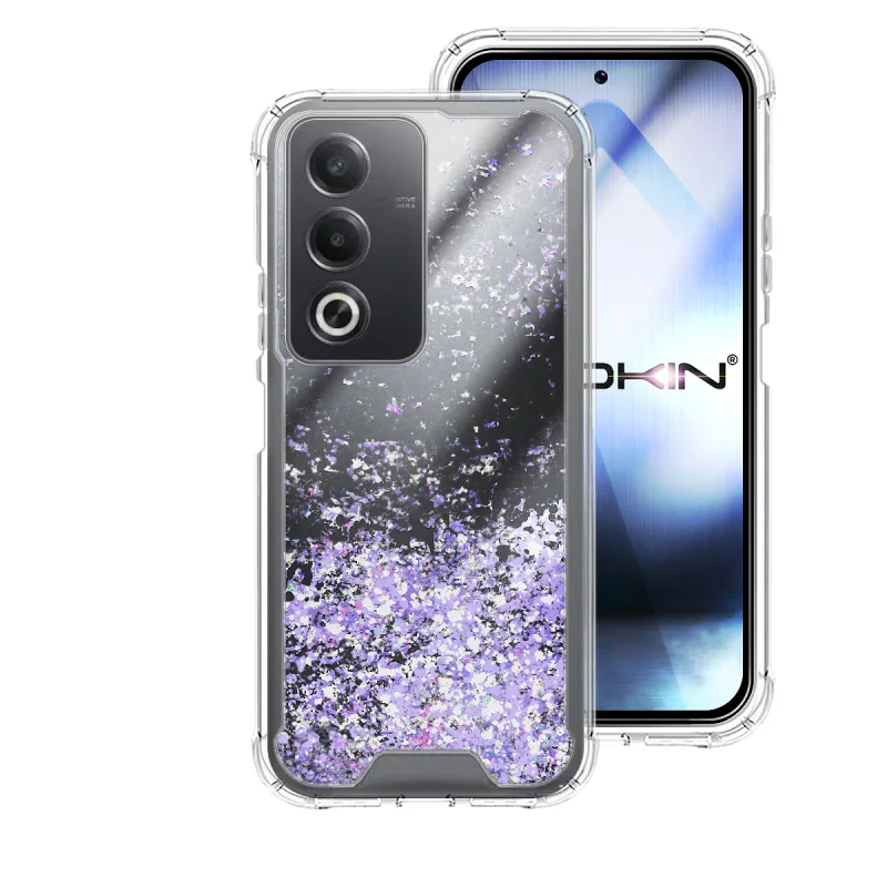 Capa de Gel Apokin para Oppo A80 Transparente com Purpurina Lilás - Imagem 2