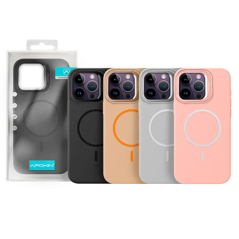 Capa Apokin para iPhone 14 Pro em Silicone Premium com MagSafe e Suporte Variedade de Cores - Imagem 1