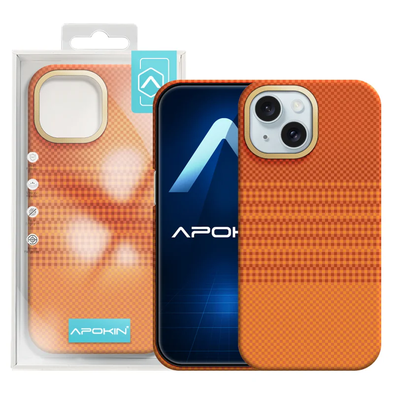 Capa Apokin para iPhone 15 Fibra de Kevlar com MagSafe Vermelho - Imagem 4