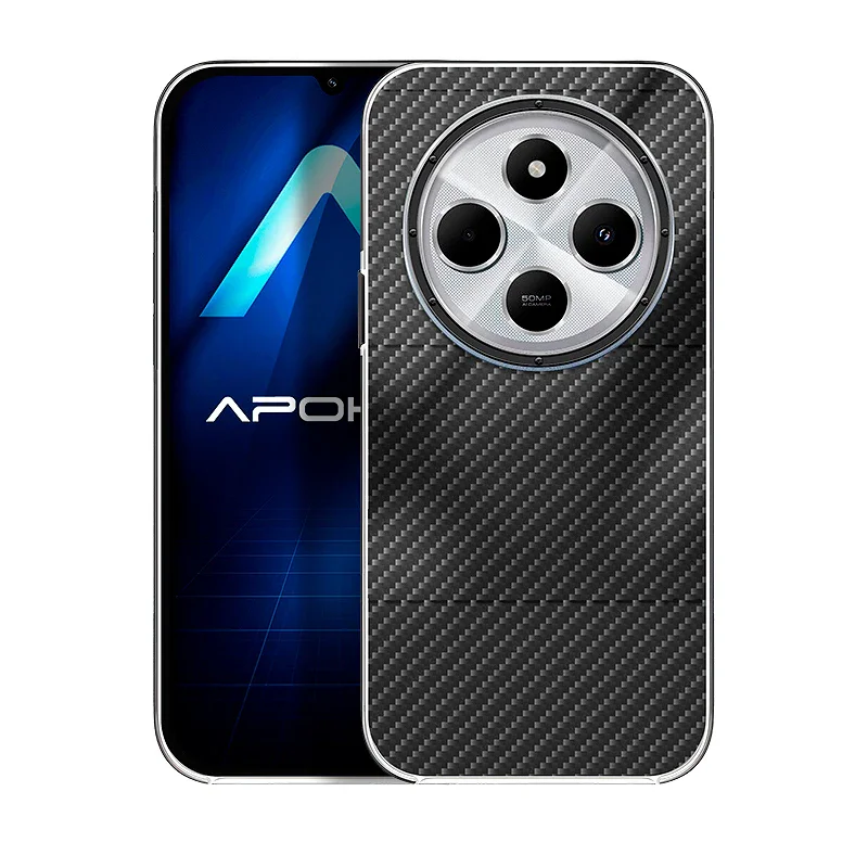 Capa Apokin para Xiaomi Redmi 14C com Efeito Carbono Preto