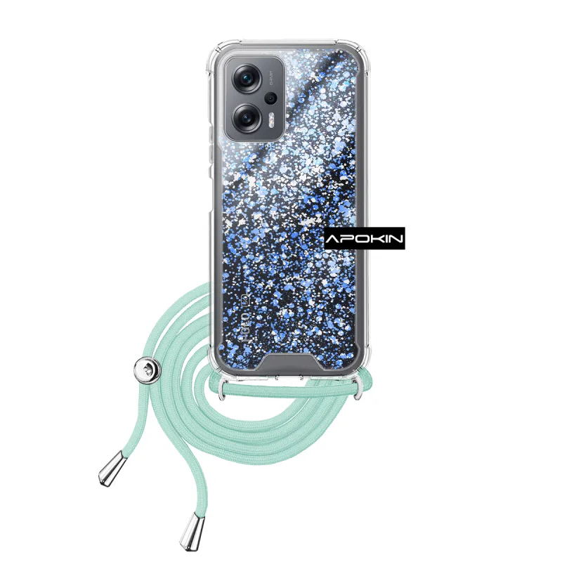 Capa de Gel Apokin para Xiaomi Poco X4 GT Transparente com Cordão Azul turquesa - Imagem 4