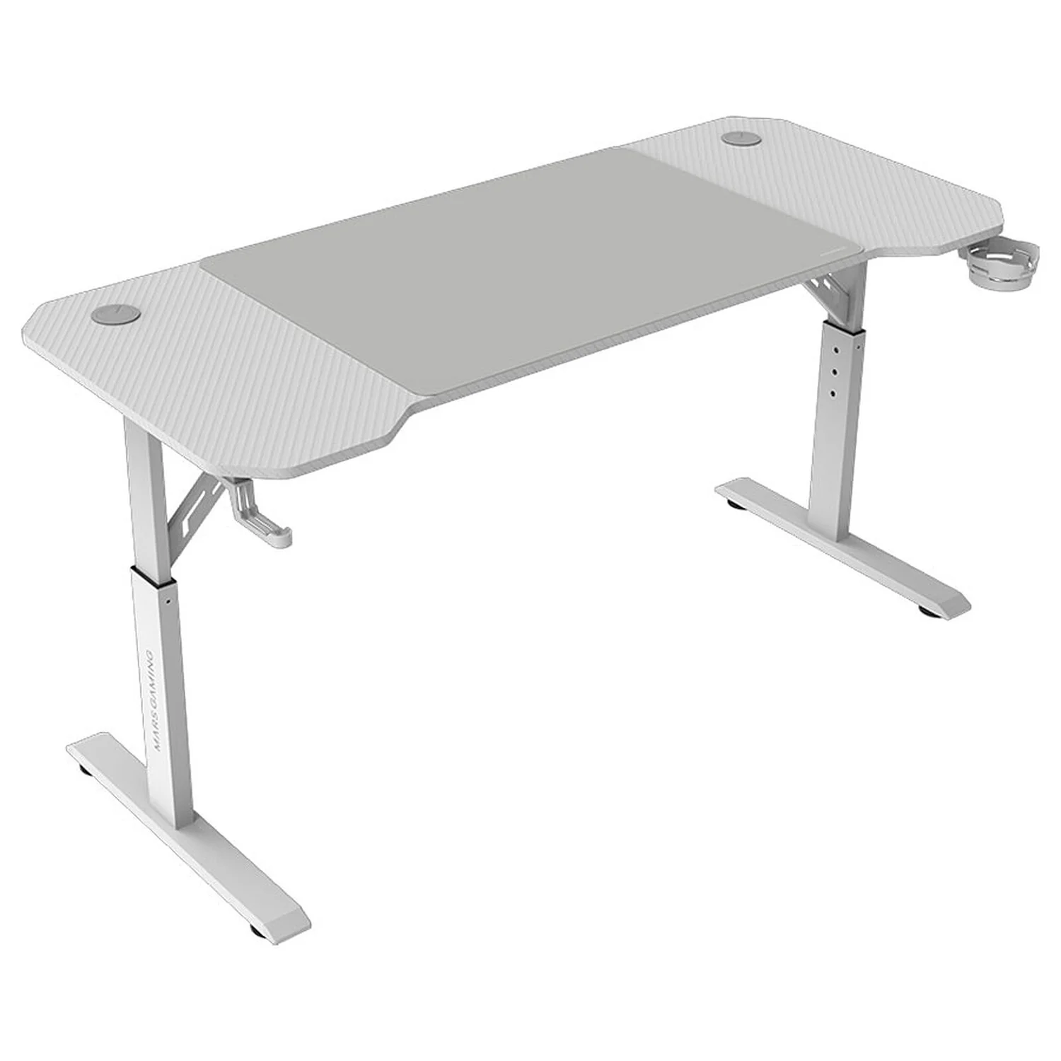 Secretária Gaming Mars Gaming MGD-ERGO120W 120x60 cm com Altura Regulável em 3 Posições e Tapete XXL Branca - Imagem 2