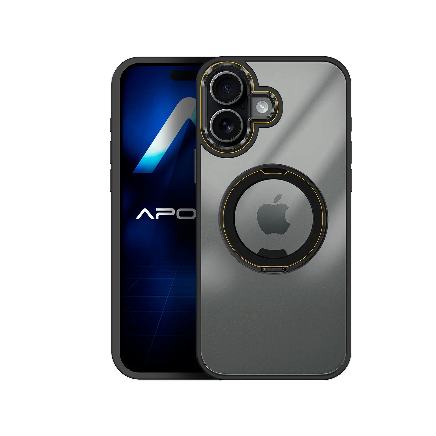 Capa Apokin com Suporte Giratório para iPhone 17 Preto