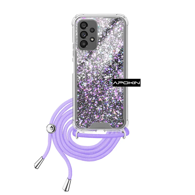 Capa Apokin para Samsung Galaxy A73 5G Gel Transparente com Cordão Azul turquesa - Imagem 2