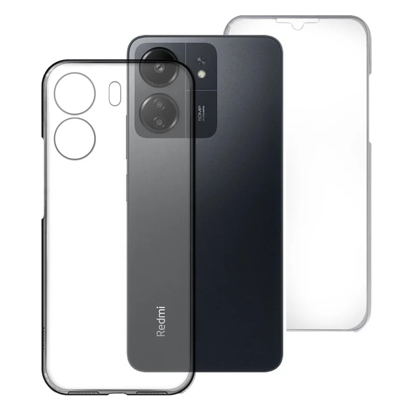 Capa Dupla Apokin 360 Graus para Xiaomi Redmi 13C em Silicone Transparente