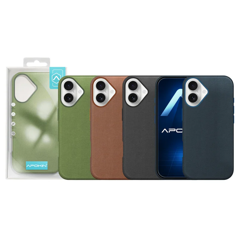 Capa Apokin para iPhone 17 com Efeito Tecido Texturado e MagSafe Preto - Imagem 1