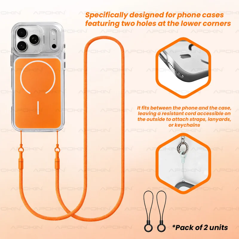 Adaptador Apokin com Cordão de Pescoço Universal para Telemóvel 2 Unidades Branco - Imagem 3