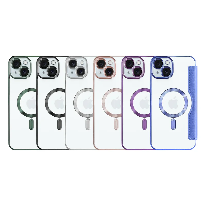 Capa Apokin Mocome para iPhone 15 Cromada com MagSafe Azul