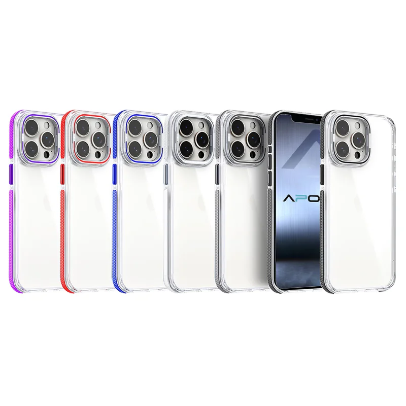Capa Apokin para iPhone 16 Pro Acrílica com Rebordo em Silicone Suporte e Proteção de Câmara Cinza - Imagem 2