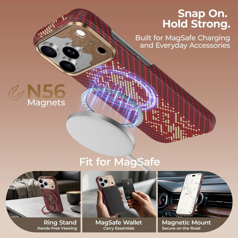 Capa Magnética Benks Knight Air C1 em Kevlar para iPhone 17 Pro / 18 Pro Vermelho - Imagem 5
