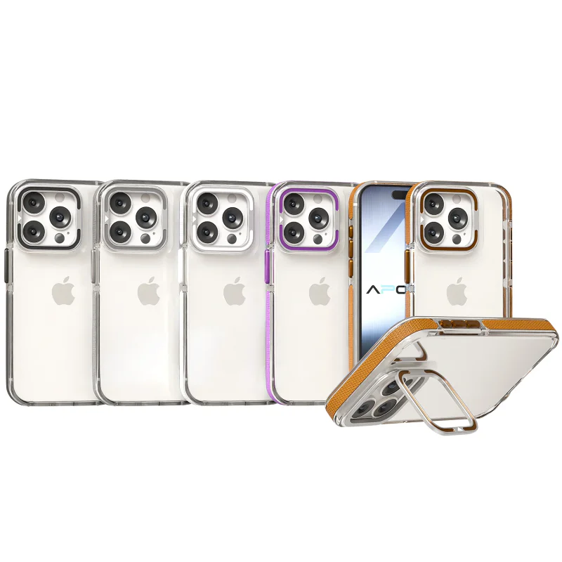 Capa Acrílica Apokin com Tampa de Câmara e Suporte para iPhone 14 Pro Cinzento - Imagem 1