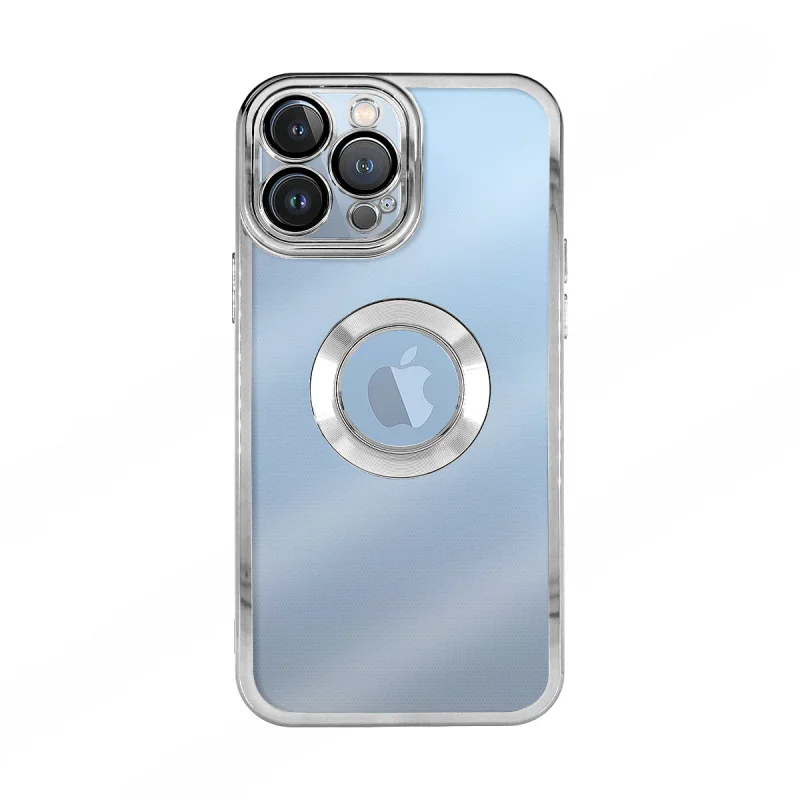 Capa de Silicone Apokin iPhone 15 Pro Max Transparente com Rebordo Cromado e Proteção de Câmara 3D Prata - Imagem 5