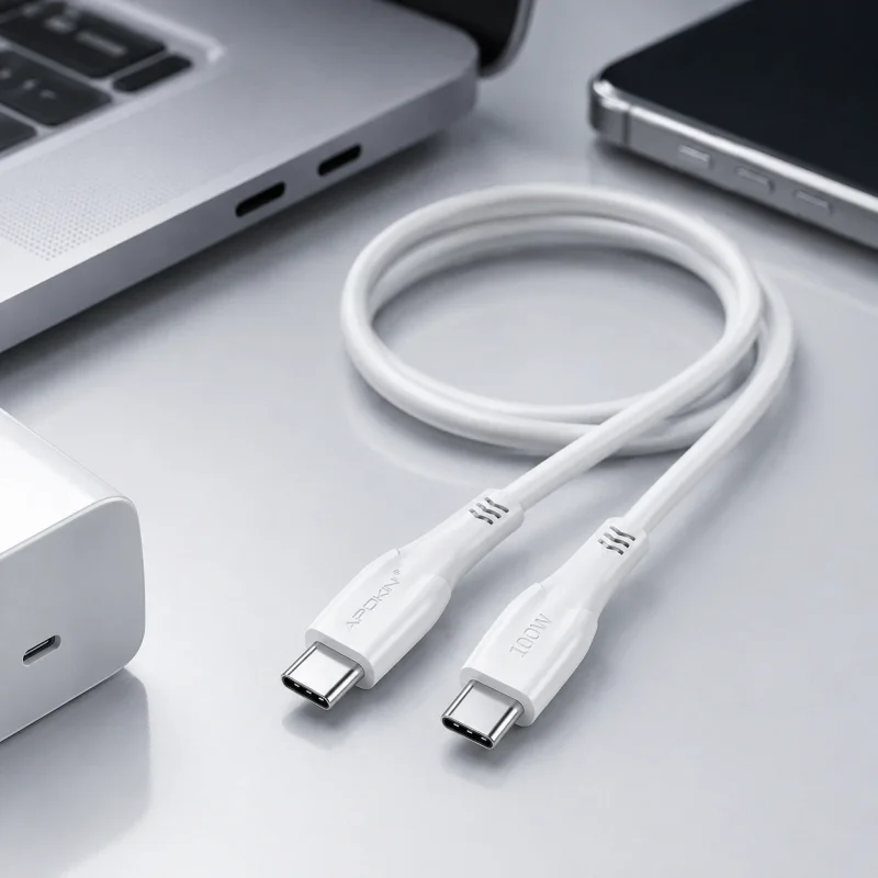 Cabo USB-C para USB-C Apokin 100 W 1 m Branco - Imagem 3