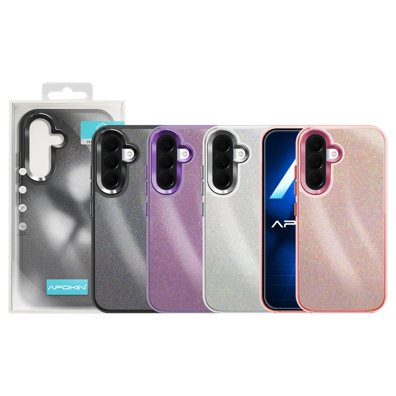 Capa Acrílica Apokin para Samsung Galaxy A37 com Purpurina Preto