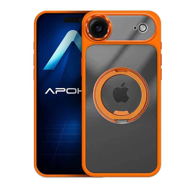 Capa Apokin para iPhone 17 Air Fumada com Suporte Giratório Laranja - Imagem 2