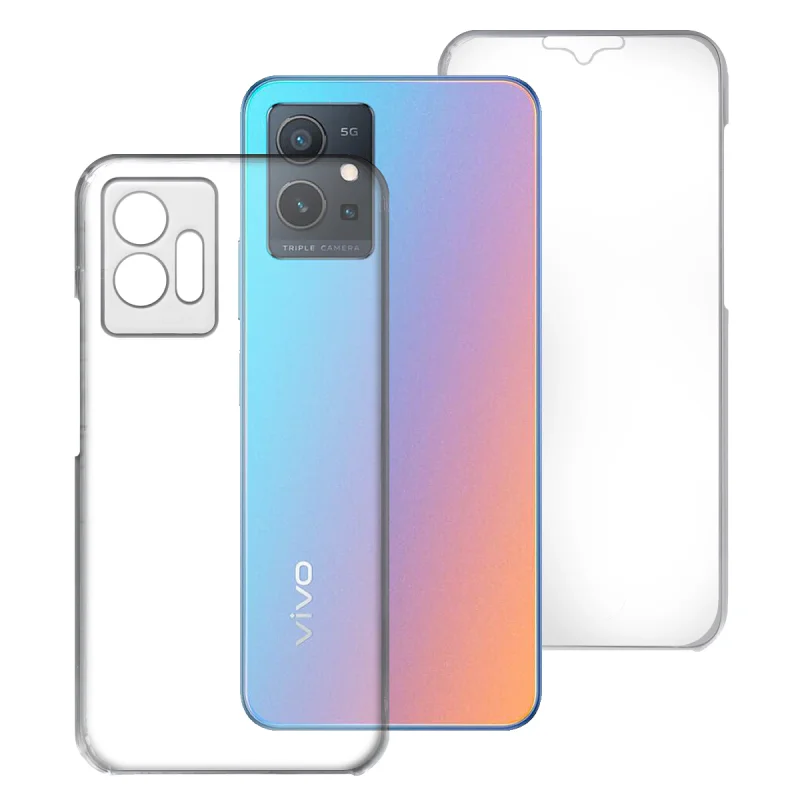Capa de Silicone Apokin Dupla Frente e Traseira 360 Graus para Vivo Y55 5G Transparente