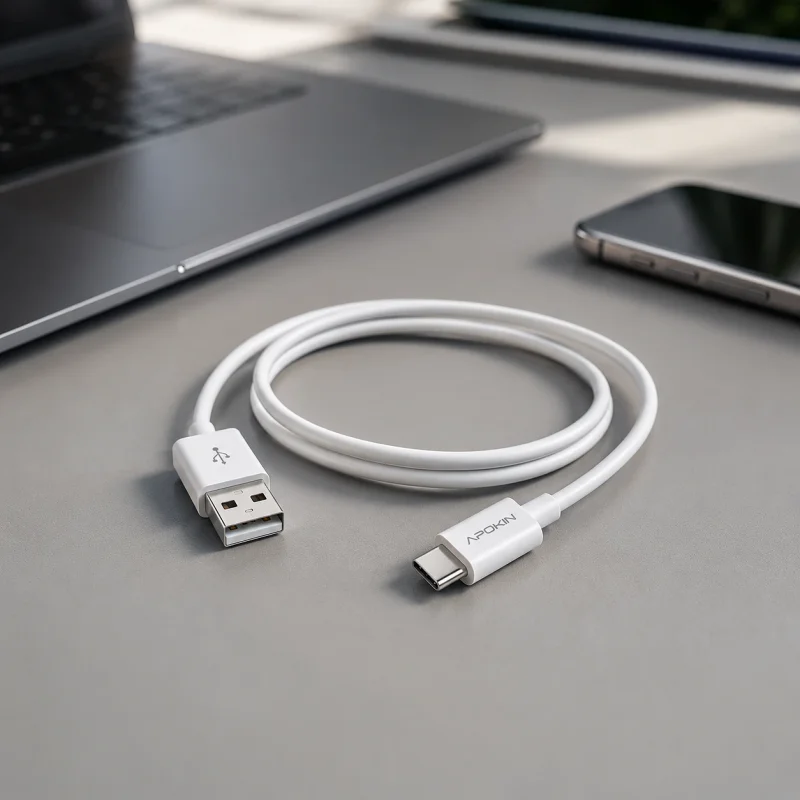 Cabo USB-A para USB-C Apokin C009A-C 1 m 2 A Branco - Imagem 3