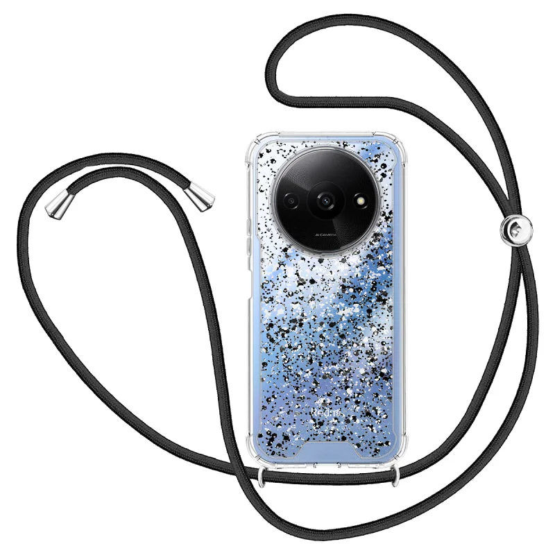 Capa Apokin para Xiaomi Redmi A3 em Gel Transparente com Cordão Azul Turquesa - Imagem 2