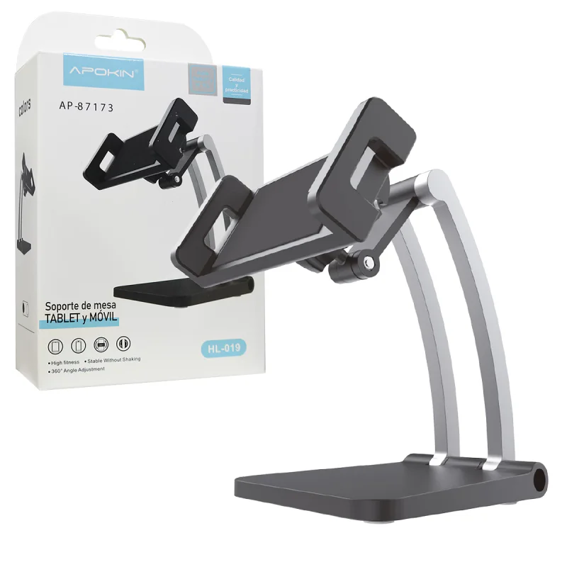 Suporte de Mesa Apokin HL-019 Giratório em Metal para Smartphone e Tablet Metálico