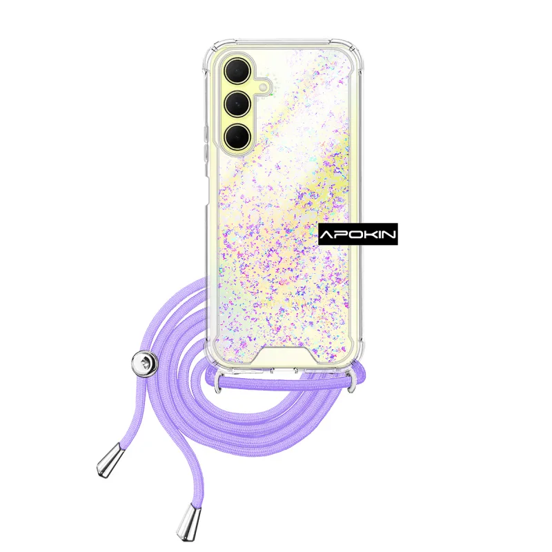 Capa Apokin para Samsung Galaxy A55 Gel Transparente com Cordão Rosa - Imagem 2