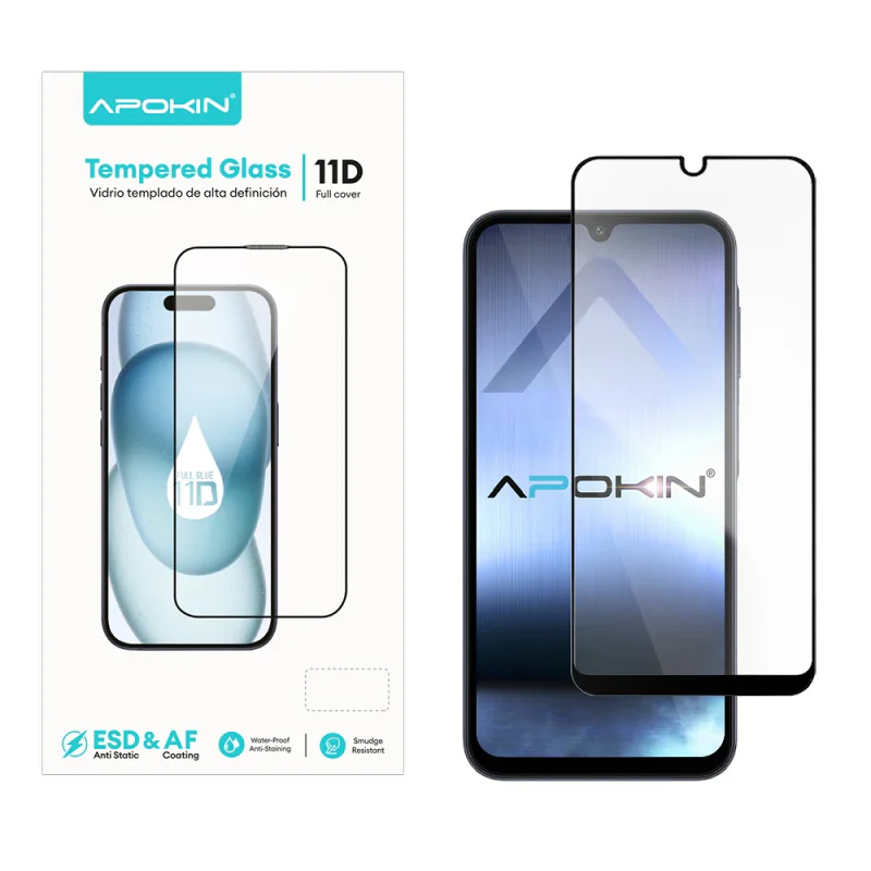 Película de Vidro Temperado Apokin Samsung Galaxy A10s e Redmi 7 Curvo 11D Cola Total Preto - Imagem 1