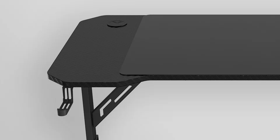 Secretária Gaming Mars Gaming MGD-ERGO120 120x60 cm com Altura Regulável em 3 Posições e Tapete XXL Preta - Imagem 4