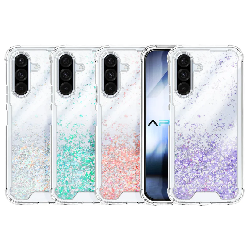 Capa de Gel Apokin para Samsung Galaxy A56 Transparente com Purpurina Lilás