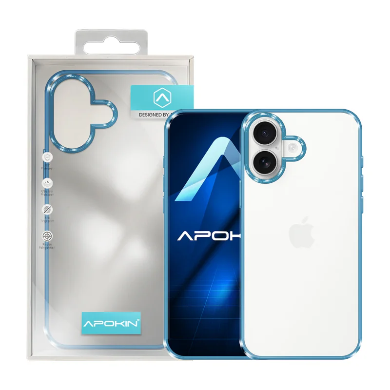 Capa Apokin Anti-Choque com Borda Colorida para iPhone 16 Azul - Imagem 5