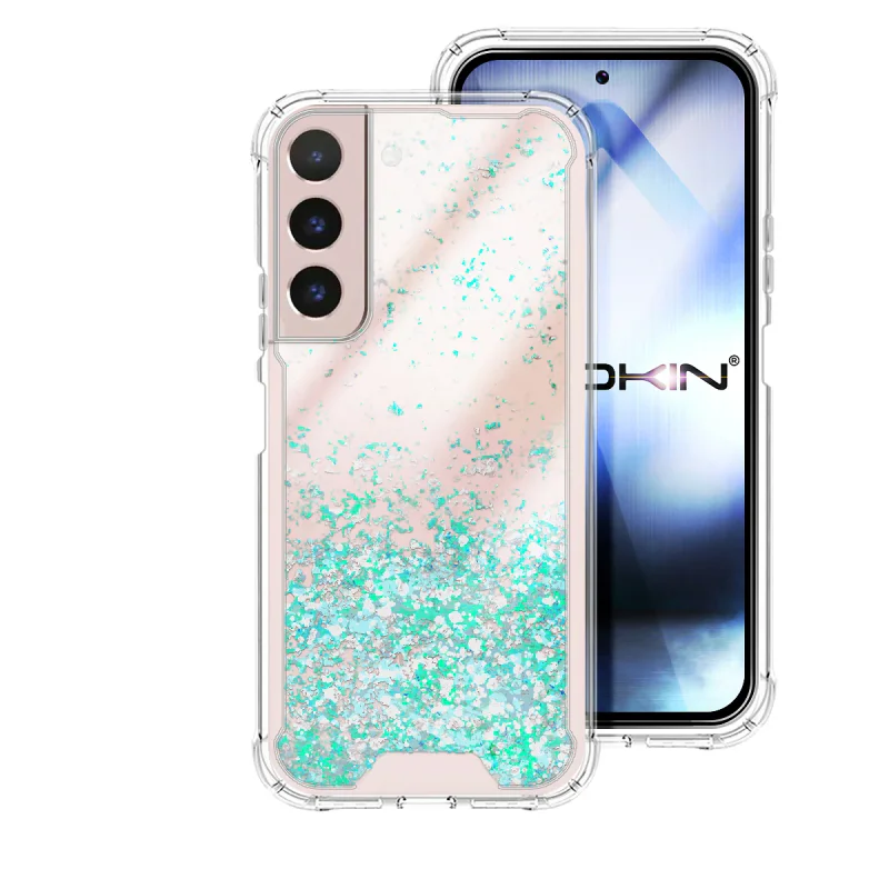 Capa Apokin para Samsung Galaxy S22 Gel Transparente com Glitter Azul turquesa - Imagem 4