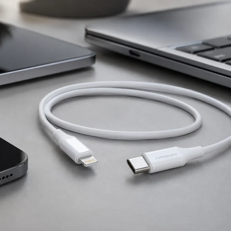 Cabo USB-C para Lightning Apokin Série Básica 27 W Branco - Imagem 3