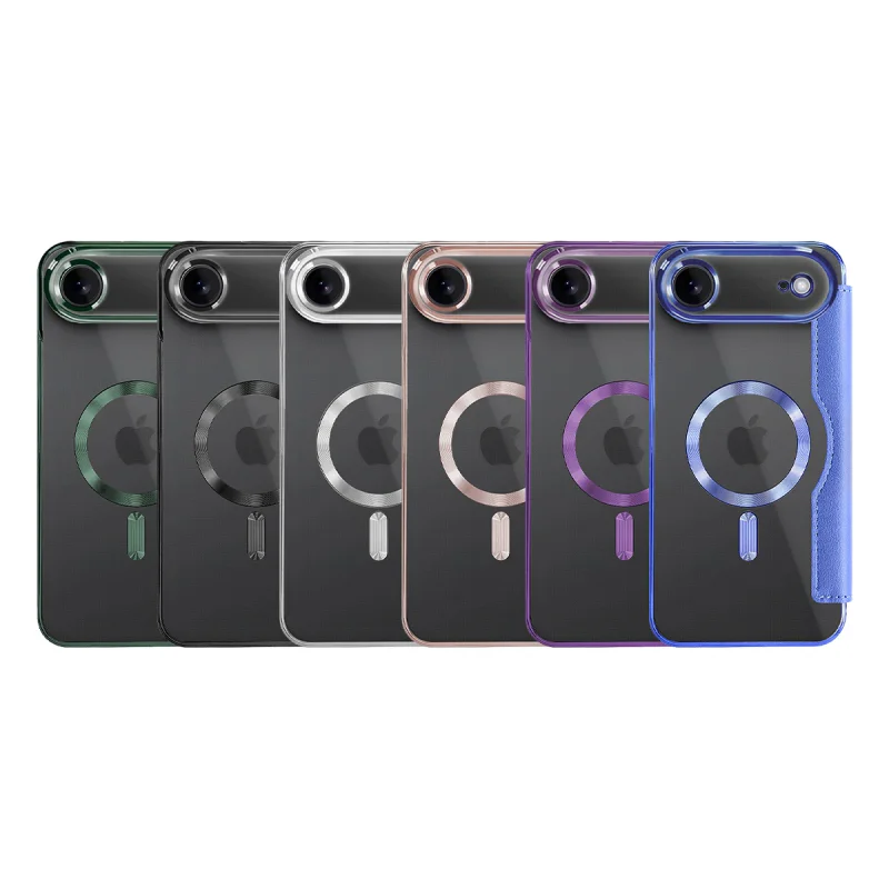 Capa com Tampa Apokin Mocome para iPhone 17 Air com MagSafe e Bordo Cromado Azul - Imagem 1